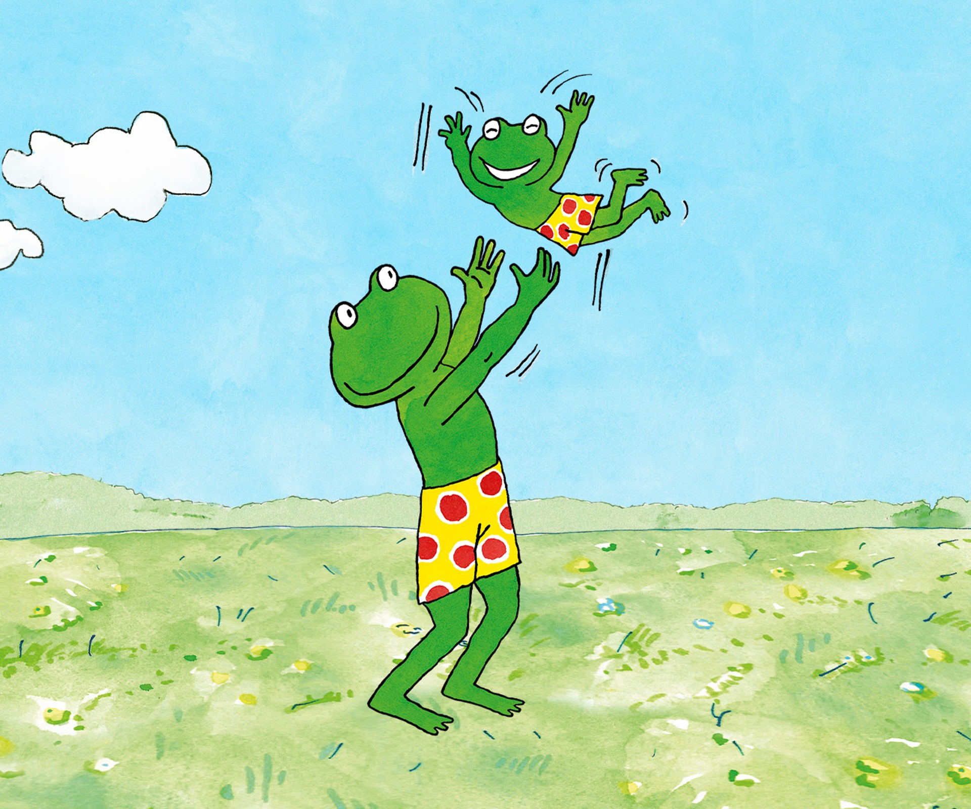 Comicfrog Fred in the grass under the sun