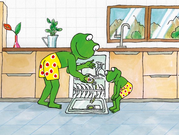 Comic Frosch Kuechenzeile